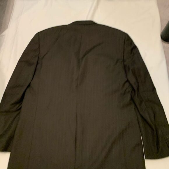 Lauren Ralph Lauren Sz 44L 100% wool stripe 2 button suit blazer jacket brown - Picture 10 of 10